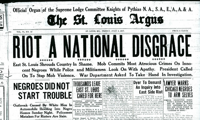 Front page of the St. Louis Argus following the 1917 race riots